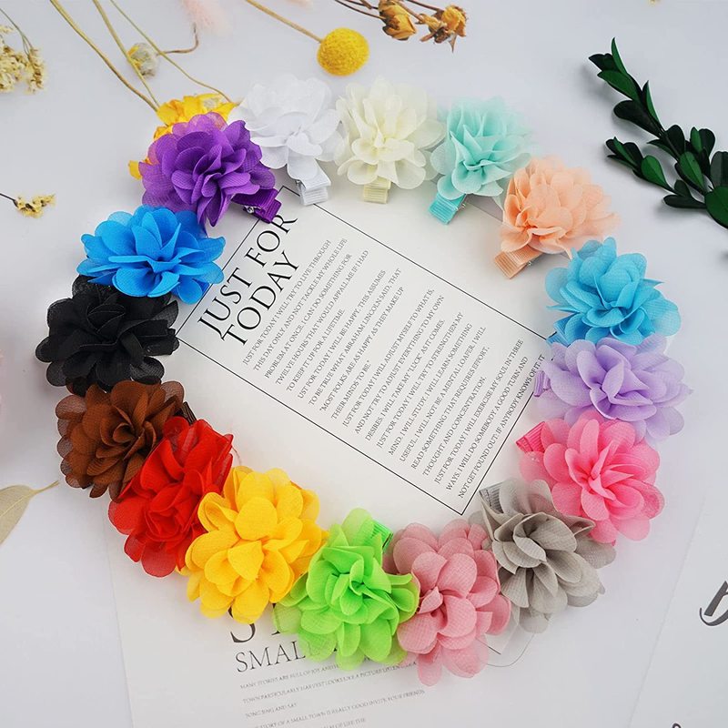 アマゾンの欧米の子供のヘアピンの蝶結びの前髪はシフォンの花を挟みます。|undefined
