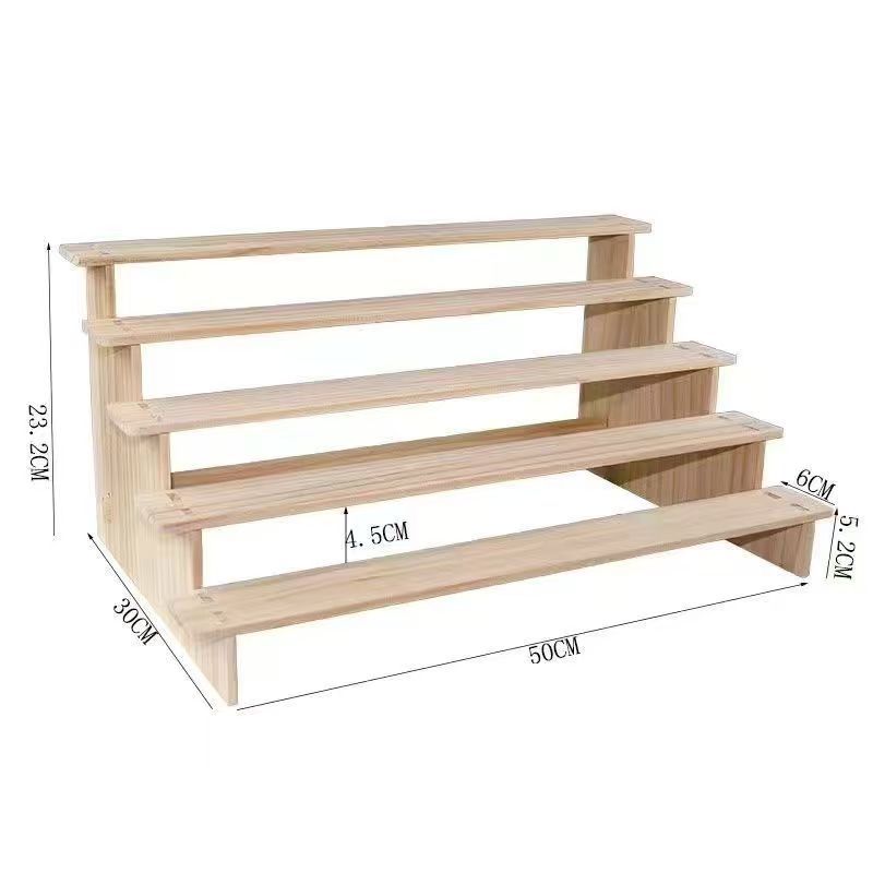 木製の収納棚の手作りのおもちゃの陳列棚のテーブルの置物の階層式の模型の展示台の実木の置き棚