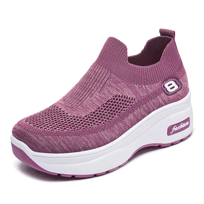 Zapatos de primavera de mujer zapatos casuales de tela de aire de altura de tela de
