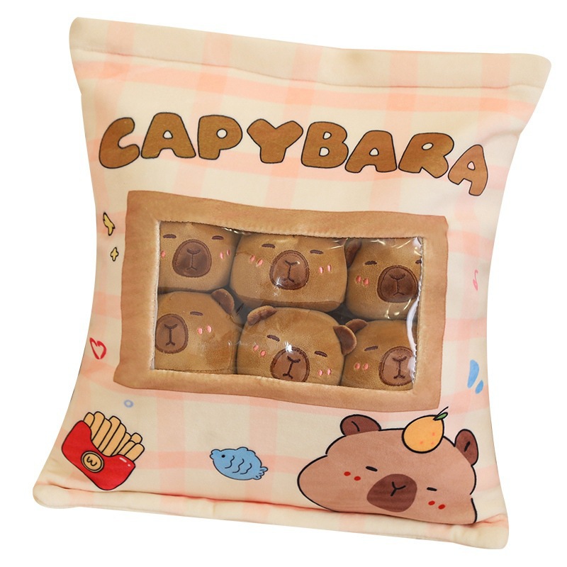 Bocadillos bolsas de regalo Kapibara muñecas de peluche descomprimidas almohada creativa almohada de viento casual bolsas de bocadillos juguetes image 5