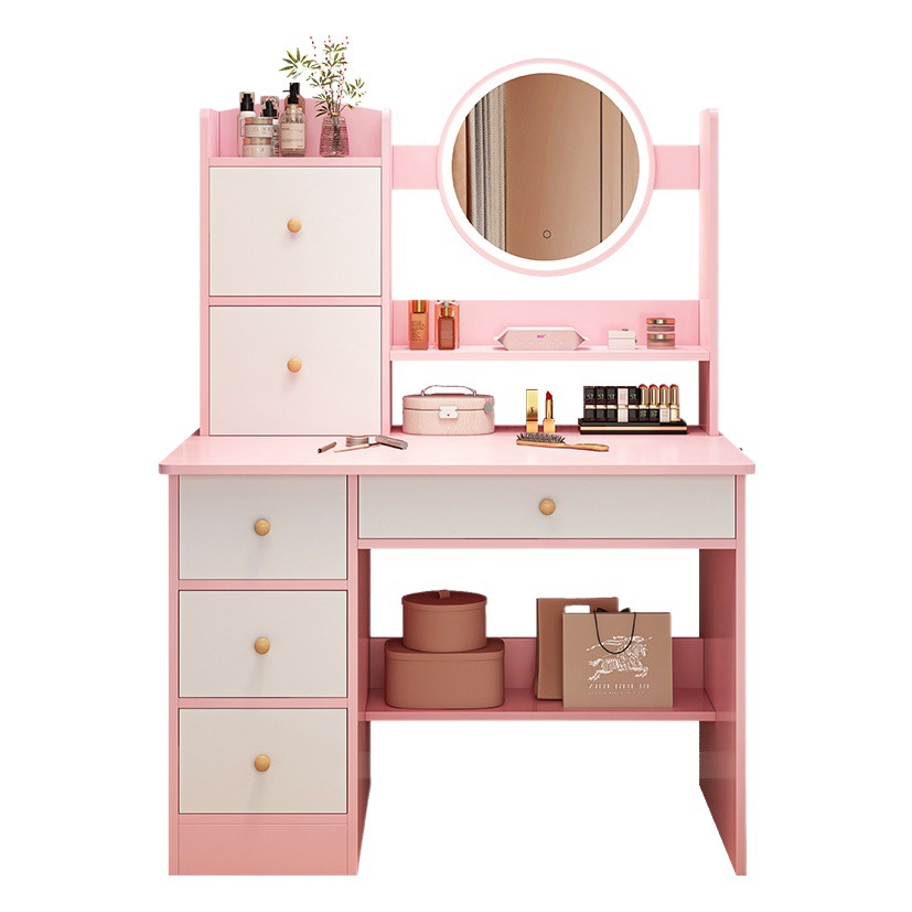 Dormitorio mesa de maquillaje en línea celebridad estilo ins mesa de maquillaje gabinete de almacenamiento integrado pequeño apartamento simple tocador multifuncional