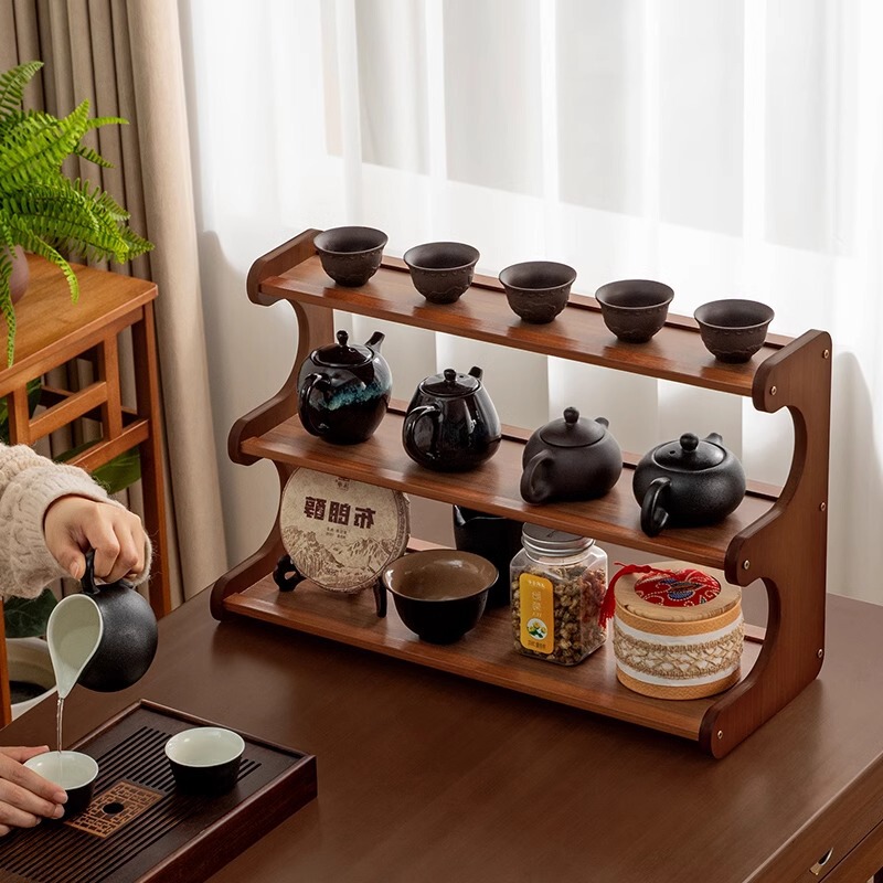 新しい中国式のデスクトップの博古棚の置物棚の現代の小型の茶器の置物棚の杯棚の収納棚|undefined