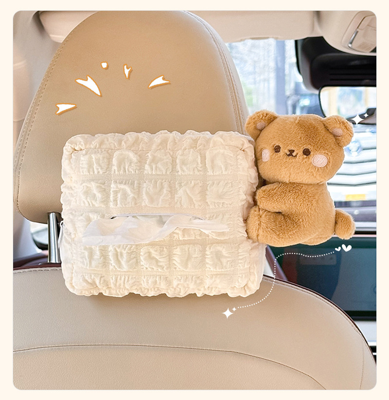 Car Tissue Box Creative Doll Doll Car Multi-function Hanging Tissue Cute Cartoon Car Tissue Box