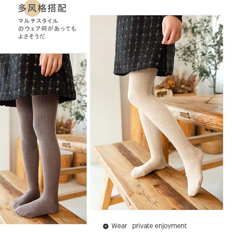 Girls' fleece-lined pantyhose spring, autumn and winter thickened baby white dance socks high cotton children's leggings thin