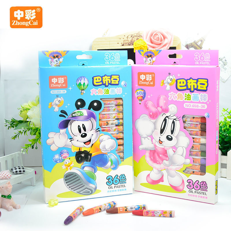 Zhongcai 658 Oil Pastel Hexagonal Boxed Crayons 12 Colors 18 Colors 24 Colors 36 Colors Colorful Brushes Kidsren's Prizes