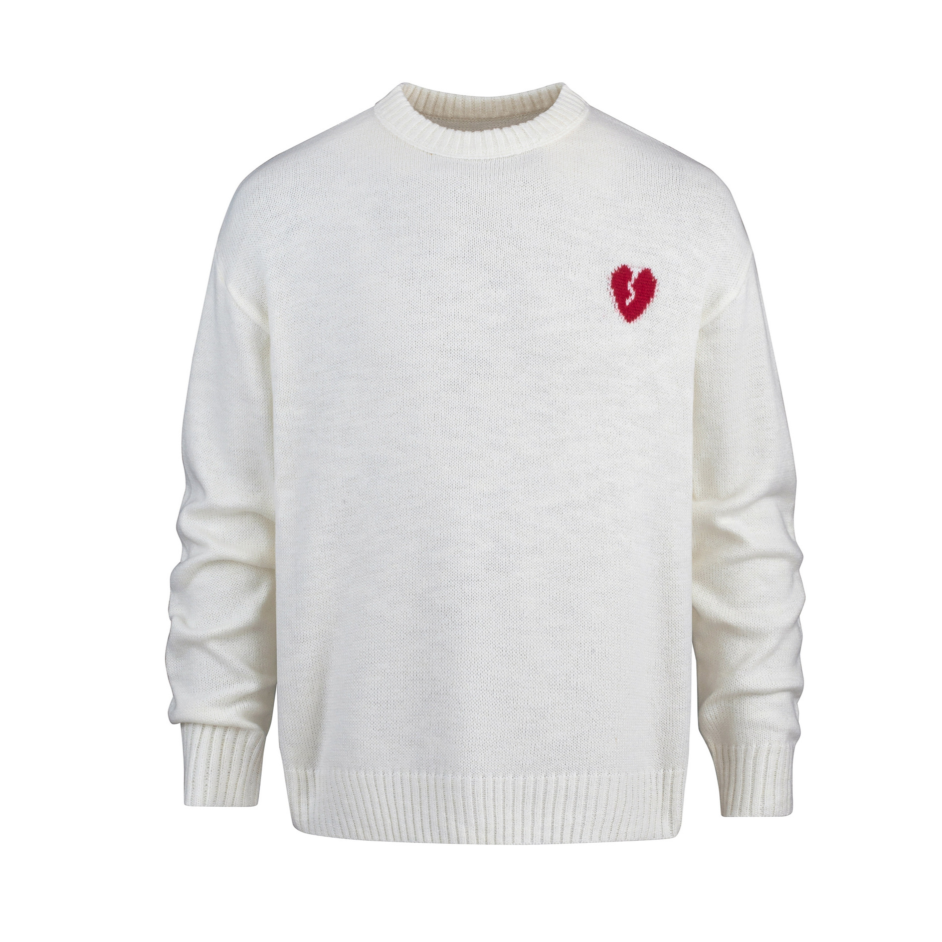 Solid Color Love Letter Knitted Sweater Oversized Casual Round Neck Unisex Top For Couples Fashion Trends_viptrois.com