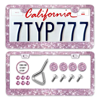 License plate holder/license plate holder | Frame for Women - pink-acrylic-drill-one-button-start-screwdriver