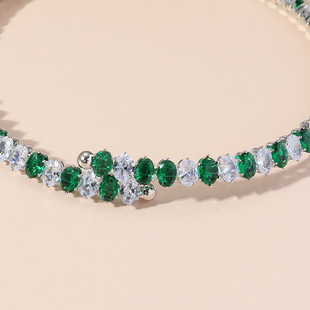 European and American Zircon Collar Emerald White Spaced Oval Necklace Fashionable Simple Exaggerated Necklace for Women