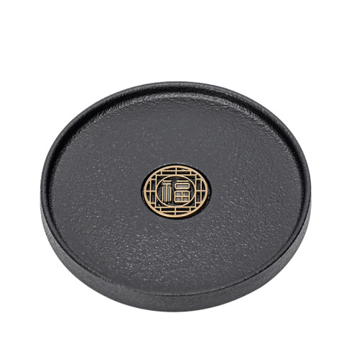 Creative Coarse Ceramic Tea Coasters in Black Terracotta — Heat-Resistant Tea Cup Holders for Home Use, Wholesale Kung Fu Tea Set & Tea Ceremony Accessories