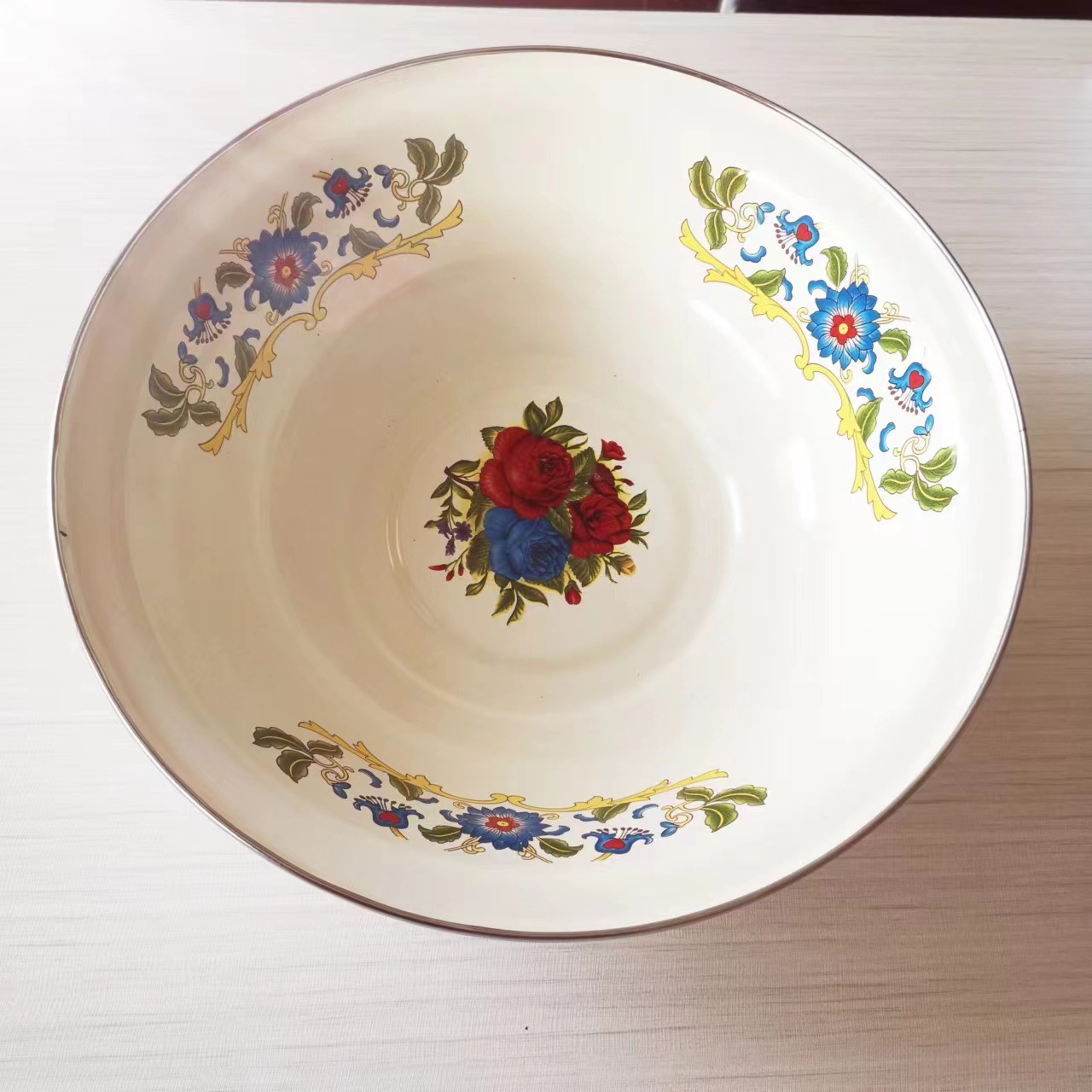 Caliente marca xinyiyuan 30cm antiguo esmalte sopa cuenca multi-color de la cuenca de limpieza de almacenamiento