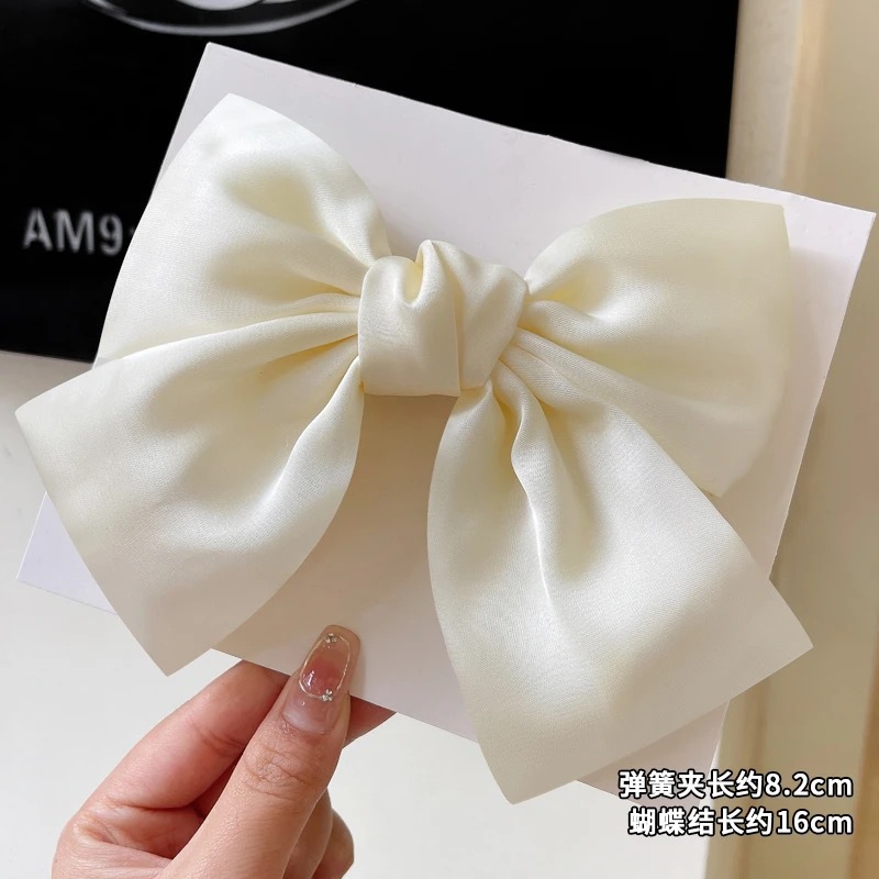 Black Satin Big Bow Headwear Hairpin Women's 2024 New Back Head Clip Hair Accessories Autumn and Winter Cyber Celebrity Hair Cards