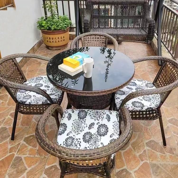 户外桌椅庭院阳台休闲藤椅三件套露台室腾椅藤编椅子小茶几组合