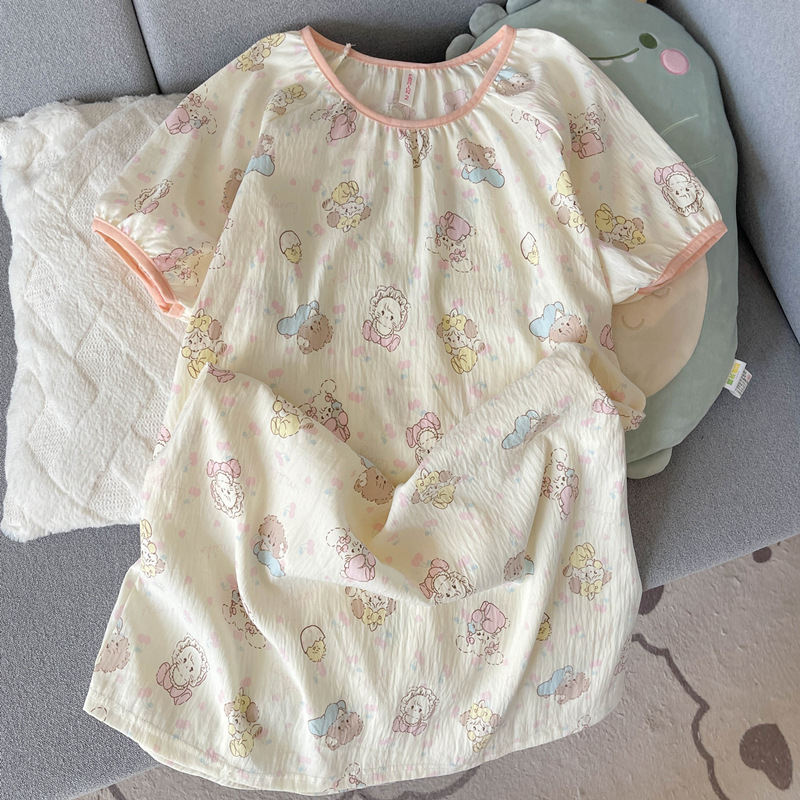 Mikko Pajamas Women's Summer Pure Cotton Gauze Nightgown Ins Japanese Style Cute Student Summer Home Clothes Can Be Worn Outside