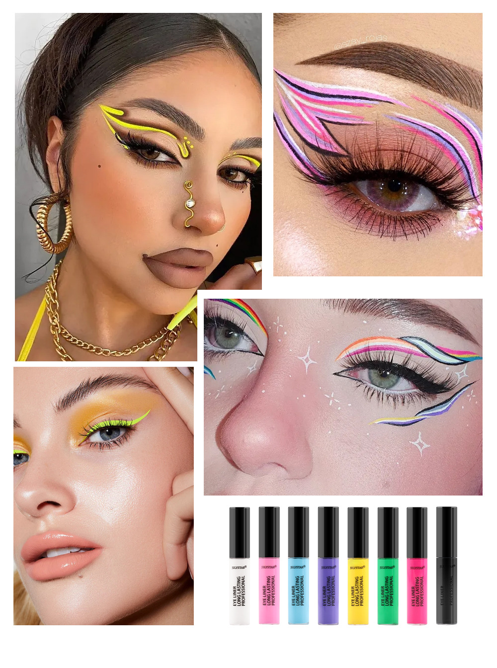 julystar Southeast Asia Foreign Trade Cool Black Eyeliner Liquid Pen Cross-border Europe and America Waterproof Colored Eyeliner Pen Set Wholesale undefined
