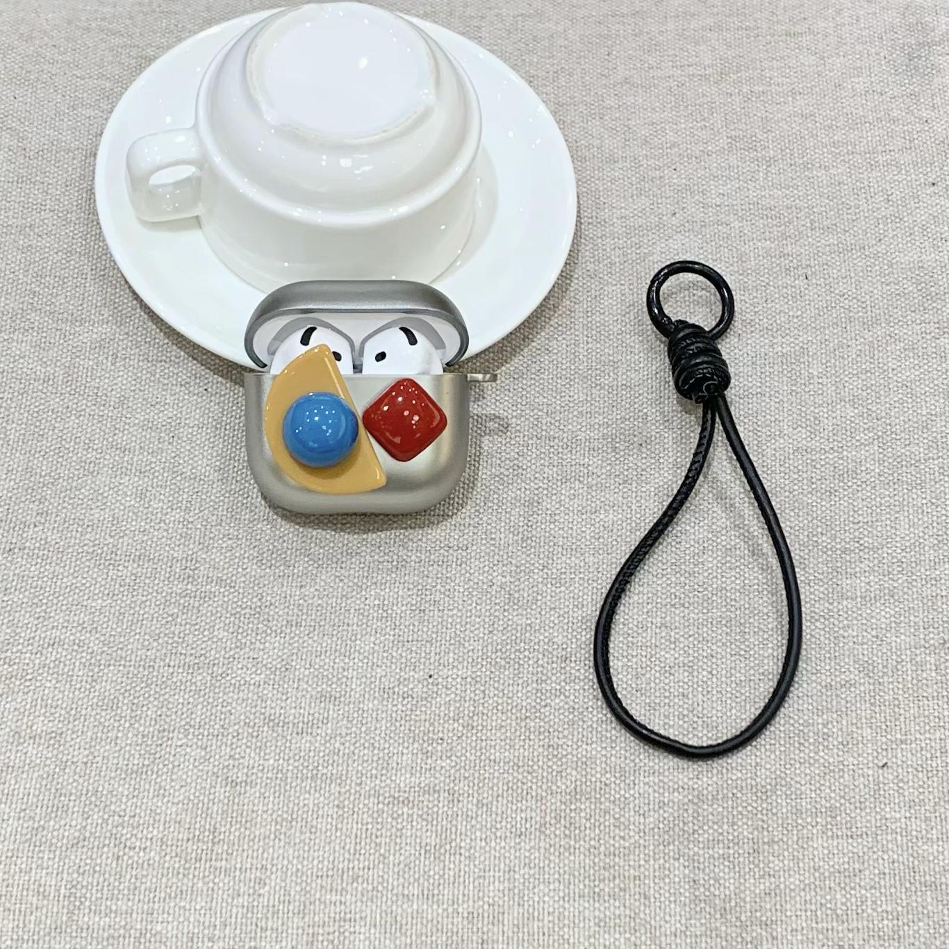 Gema tridimensional a juego de color plateado galvanizado simple para auriculares inalámbricos AirpodsPro2 1/2 cordón nuevo 3/4