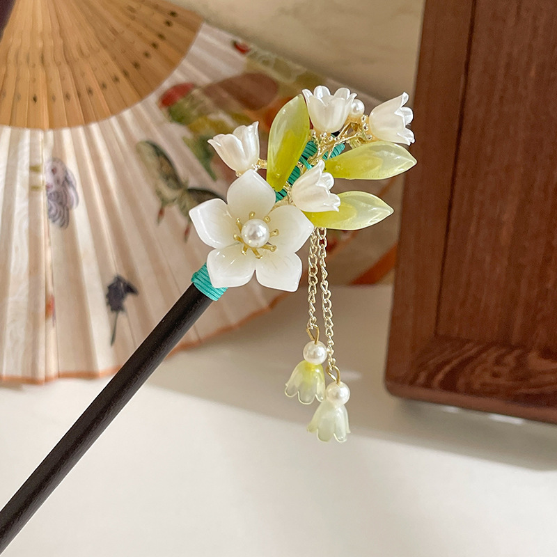 高級気質百合頭飾り新古風花高級感ヘアピン清新甘美女古風チャイナドレスヘアピン|undefined
