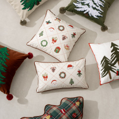 クロスボーダークリスマス祭り装飾刺繍抱き枕クリスマスパーティークッションリビングソファベッドヘッドレスト枕カバーヘッドレスト