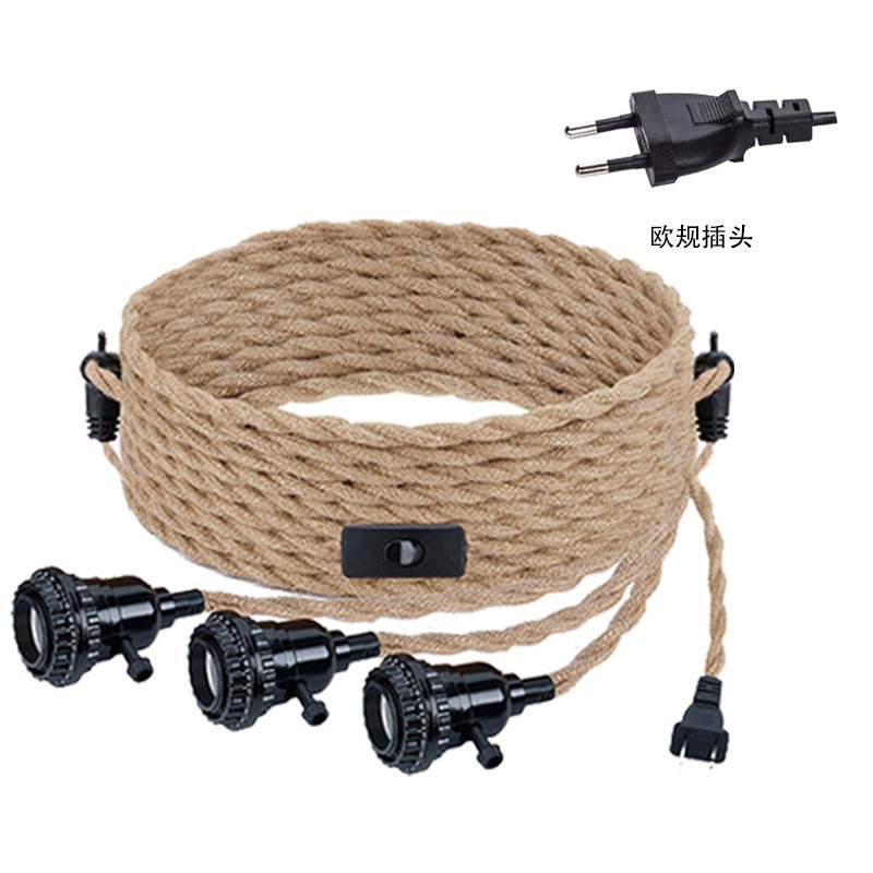 Cable de araña tejido de cuerda de cáñamo retro transfronterizo estándar europeo estándar europeo de un solo cabezal de cuerda de cáñamo de tres cabezales interruptor de araña