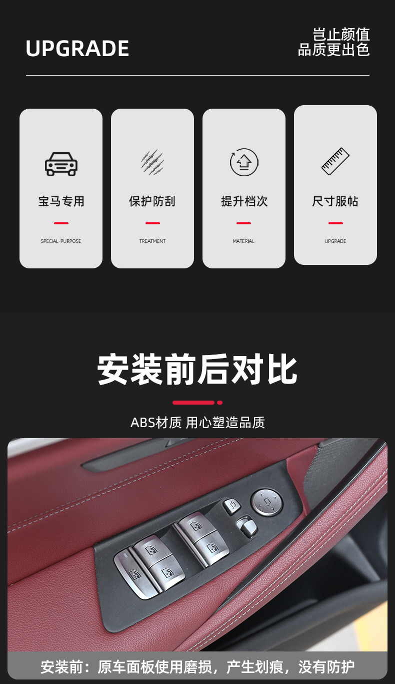 Applicable to BMW's new 5 series 3 series X 3 525 530Li window key frame lifting panel interior decoration