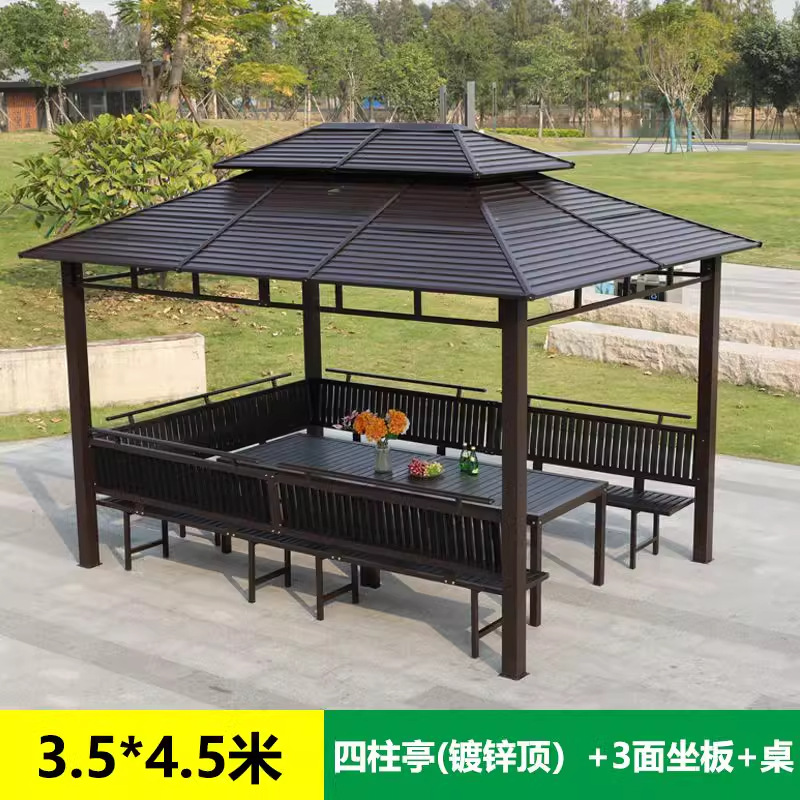pabellón al aire libre techo galvanizado pabellón de cuatro pilares patio jardín terraza ocio sombrilla gran cobertizo