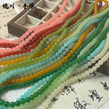 批发8mm仿玉石琉璃水晶润珠果冻实色玻璃珠手工diy手链项链 材料