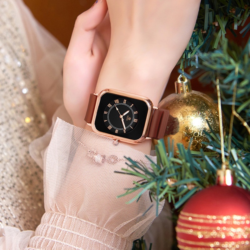 Watch Men's and Women's Trendy Niche Light Luxury High-end Sense Silicone Tape Simple Elegant Square Fashion Retro High-end Watch