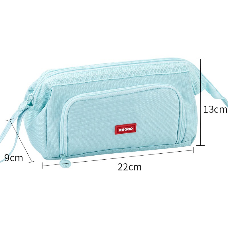 Ankou caja de lápiz de lona de doble capa de gran capacidad caja de lápiz portátil multifuncional caja de lápiz de estudiante simple