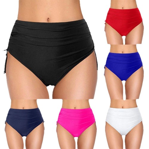 2025 High-Waisted Drawstring Pencil Triangle Solid Color Plus-Size Women's Swimsuit