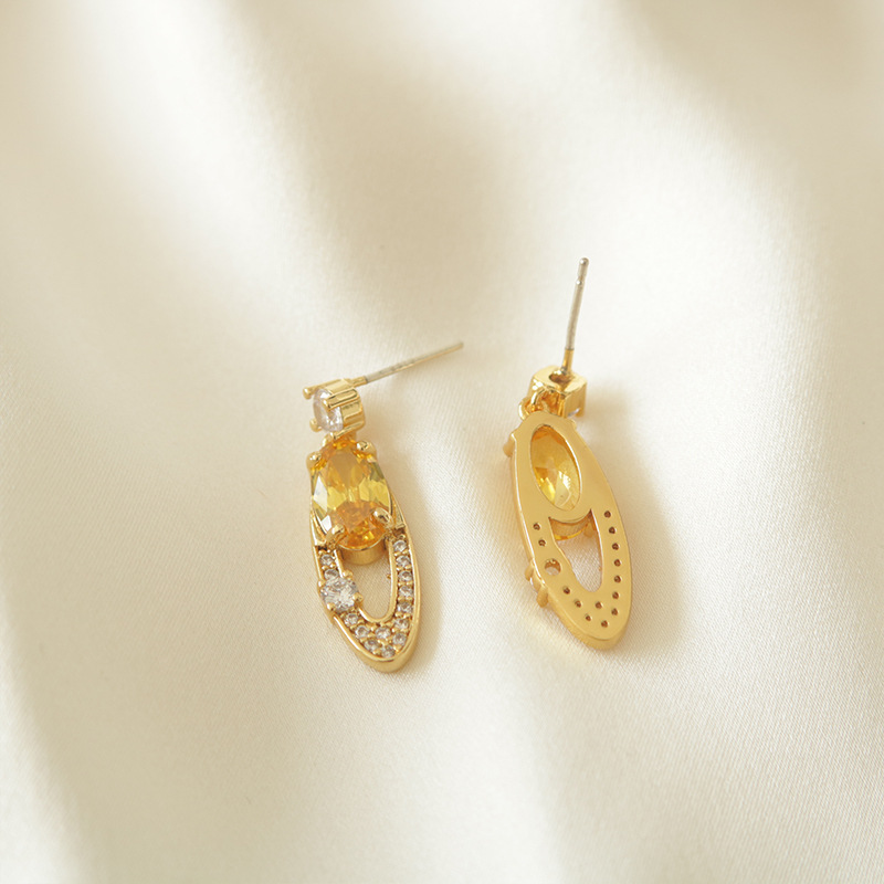 1 Paire Élégant Style Simple Géométrique Le Cuivre Zircon Boucles D'oreilles display picture 2