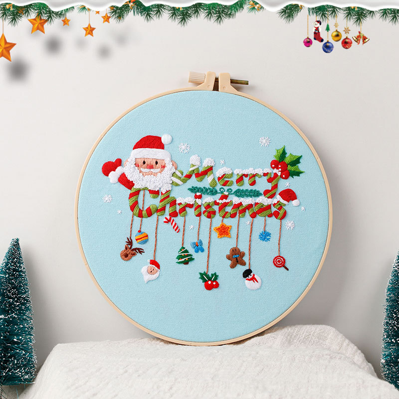 DIY bordado hecho a mano material paquete 2023 Navidad NUEVO ORIGINAL Feliz Navidad regalo Santa muñeco de nieve