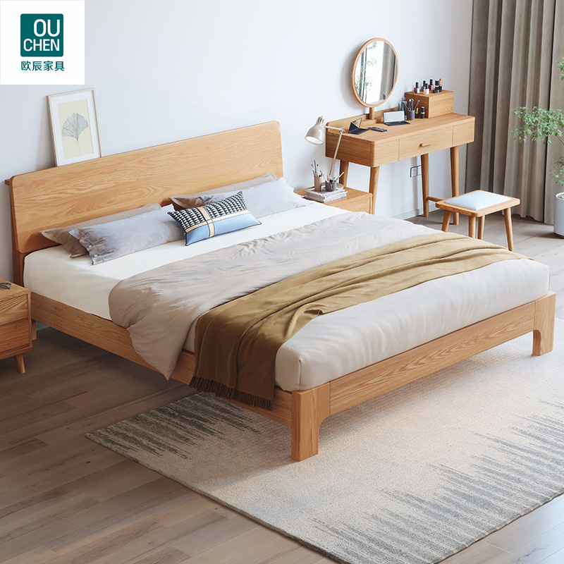 All solid wood bed simple home bedroom solid wood bed frame double bed 1.5 meters economical 1.8 meters factory direct sales All solid wood bed simple home bedroom solid wood bed frame double bed 1.5 meters economical 1.8 meters factory direct sales