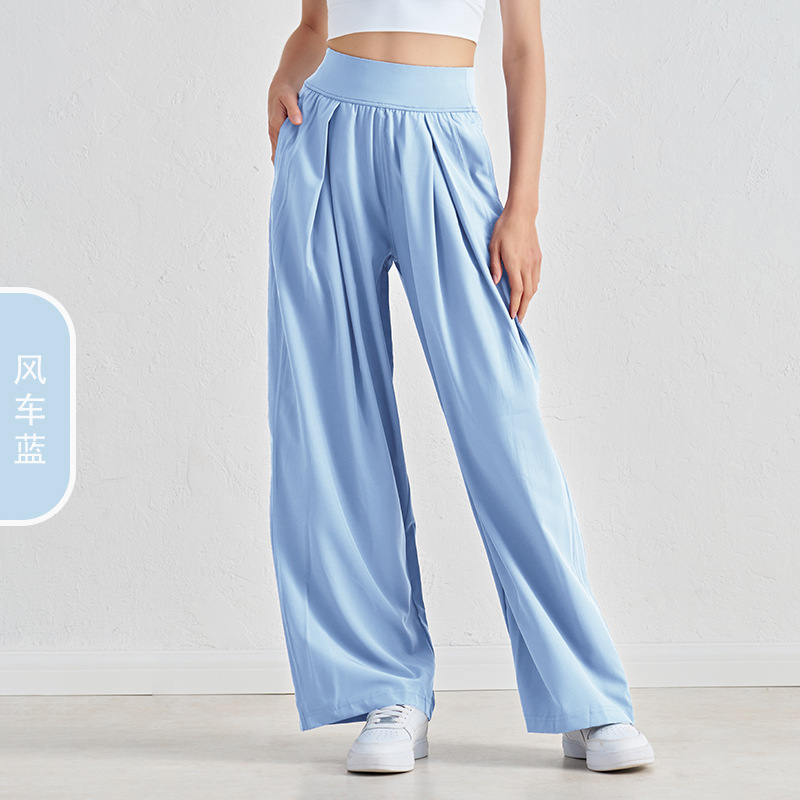 SZ pantalones de yoga con protección solar de estilo fino de verano, pantalones rectos de pierna ancha de cintura alta para mujer, pantalones de fitness sueltos de secado rápido image 8