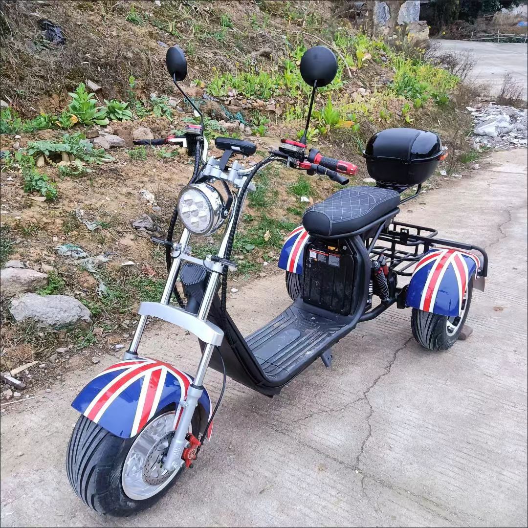 Cross-border Harley electric tricycle, wide-tire off-road model, MSDS lithium battery-powered vehicle, two-wheeled adult scooter