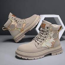 马丁靴男款秋季新款高帮休闲靴子运动迷彩军绿小众工作劳保潮男鞋