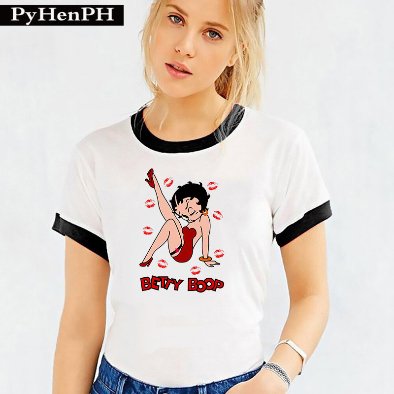 2021 Fashion Short-sleeved T-shirt Women's Cartoon Betty Boop Doll Printed Loose Top Fashionable