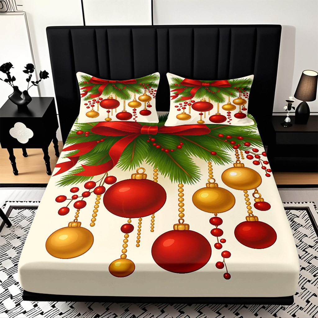 TEMU / JIT nuevos productos transfronterizos adorables series de Navidad molido HD impresión digital cama de cama Kasa set ropa de cama