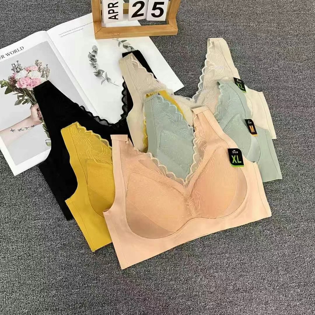 Inventario de bajo precio taza de látex sin rastro de alta calidad de belleza de espalda chaleco de mujer sin anillo de acero bra de yoga ropa interior deportiva mujer