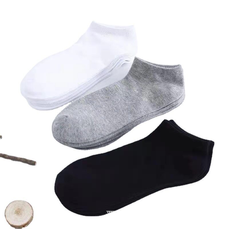 Venta al por mayor blanco y negro gris color sólido hombres y mujeres tamaño libre calcetines pie baño tienda actividades de negocios regalo calcetines corto cuatro estaciones barco Calcetines