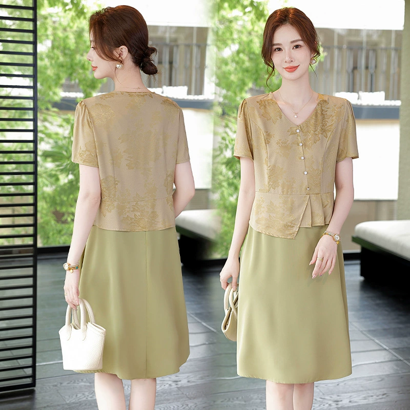 2025 новое летнее модное платье для мам среднего и пожилого возраста, облегающее и дышащее женское новое повседневное летнее платье