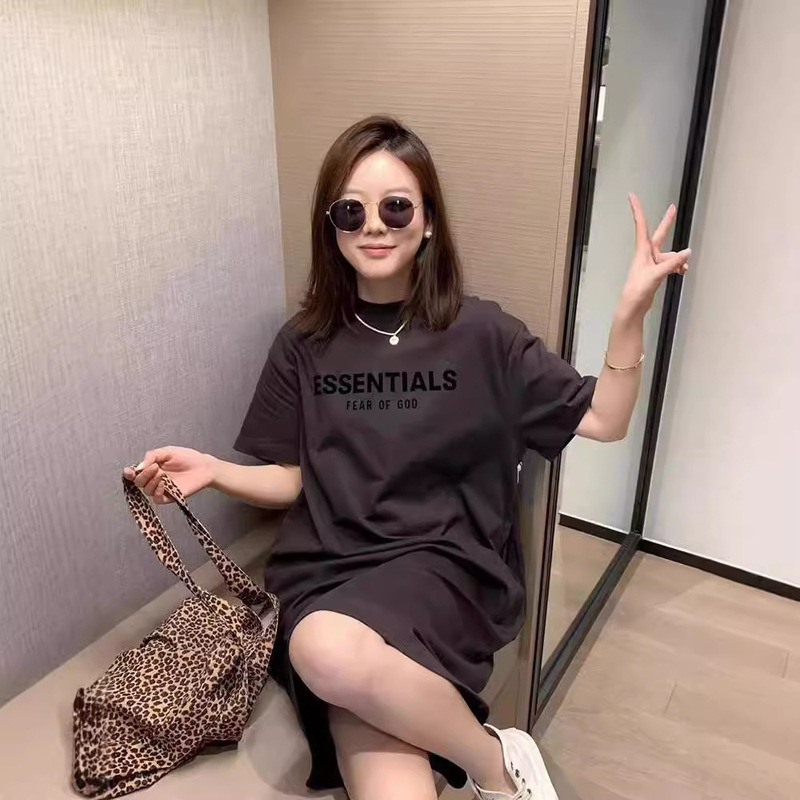 ESSENTIALS flocking fashion brand summer mid-length comfortable cotton T-shirt dress