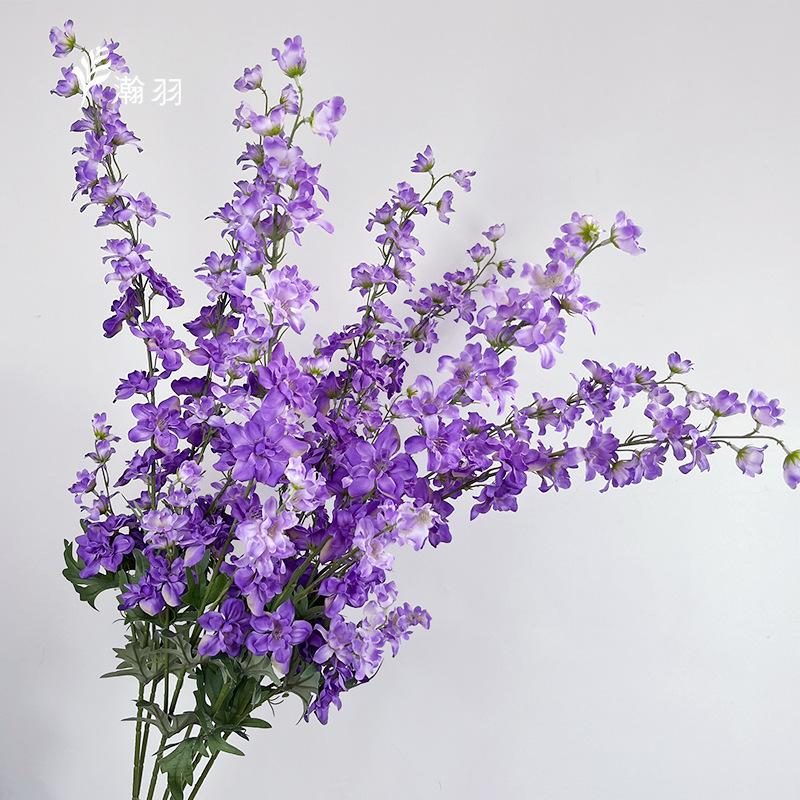Flor de Delphinium Artificial de 3 Cabezas de Flores de Seda para Arreglos Florales y Escritorio image 10