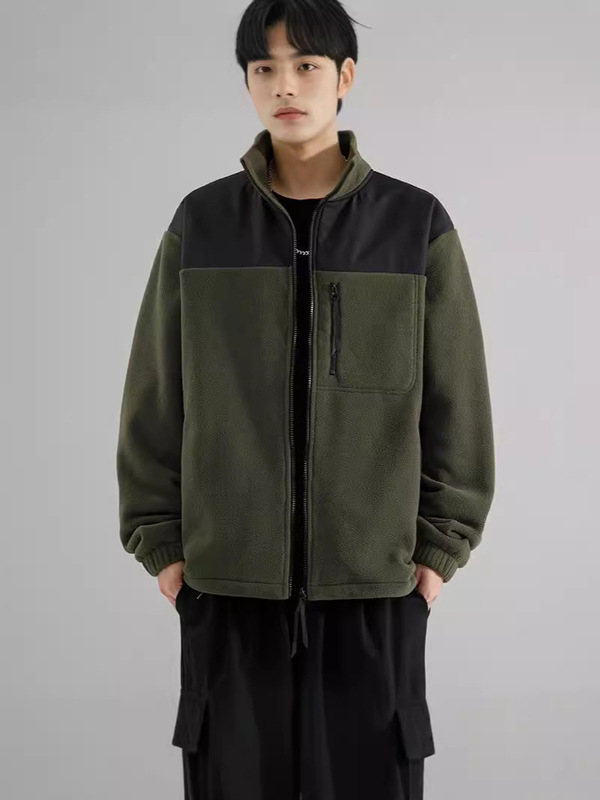 Autumn and winter new high quality men's jacket contrast color 350g double-sided velvet jacket warm coat