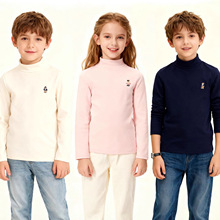 24秋冬新款小熊加厚全棉羊毛绒磨毛打底衫中大童经典款长袖T恤