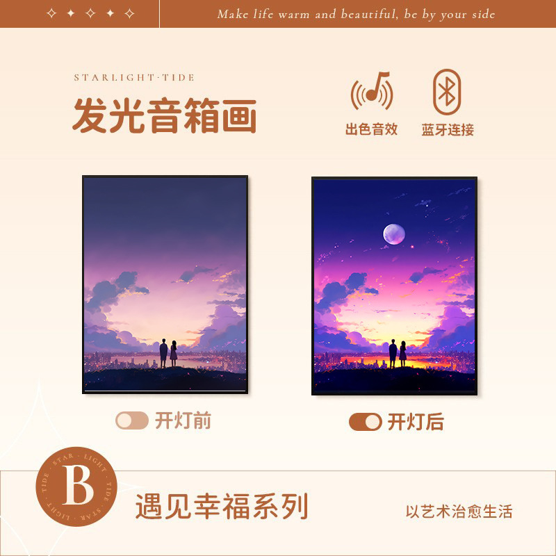 クリスマス壁画オーディオ絵画アルミ合金フォトフレームカップルハイエンドリビングルーム吊り絵画ギフト Bluetooth スピーカー装飾画|undefined
