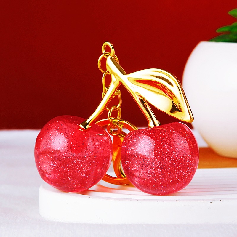 Creativo lindo diamante fruta pequeño limón llavero del coche bolso de las mujeres colgante de metal llavero anillo de regalo de dibujos animados