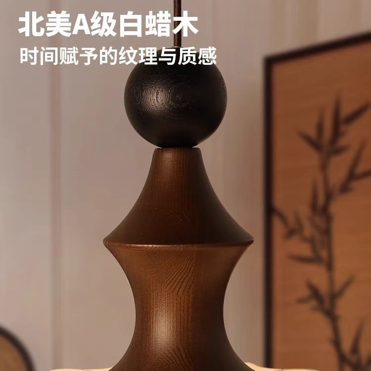 Estilo antiguo, madera maciza, estilo chino retro, sensación de alta gama, dormitorio, sala de estar, lámpara de estudio, nueva lámpara colgante de seda china francesa