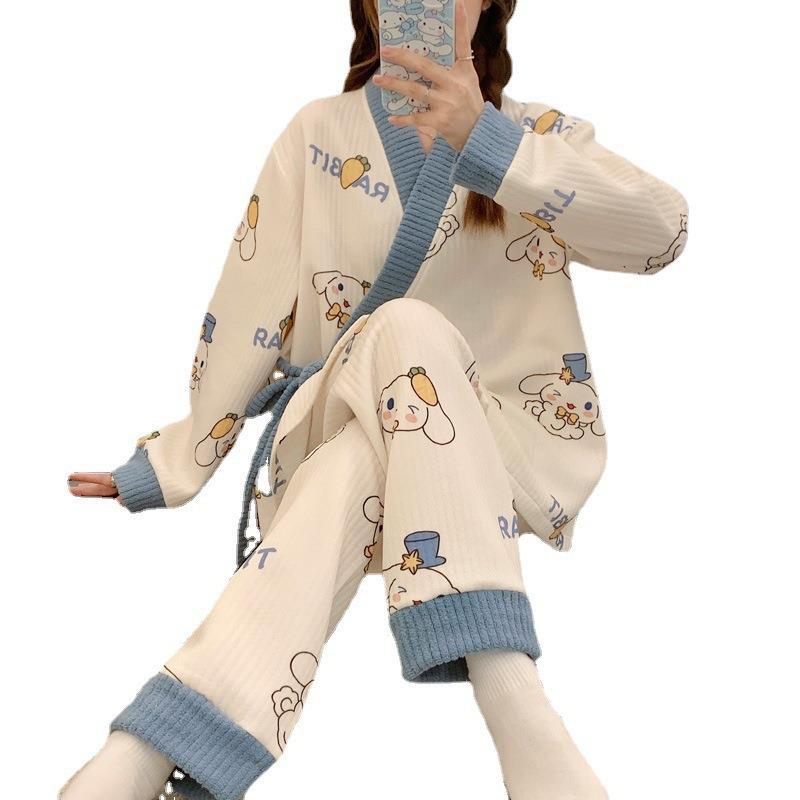 2024 플러스 뚱뚱 200캐티 임산부 3피스 인터레이어 파자마 겨울 에어 코튼 산후 모유수유 산후복