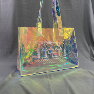 镭射幻彩手提袋PVC透明袋子礼物服装店塑料袋礼品礼盒环保手提式-阿里巴巴