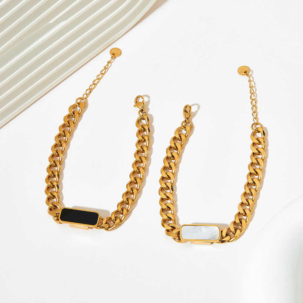 304 Stainless Steel Material Wholesale Jewelry Fashion Rectangle 304 Stainless Steel Shell 16K Gold Plated White Gold Plated Gold Plated Inlay Stainless Steel Jewelry Sets