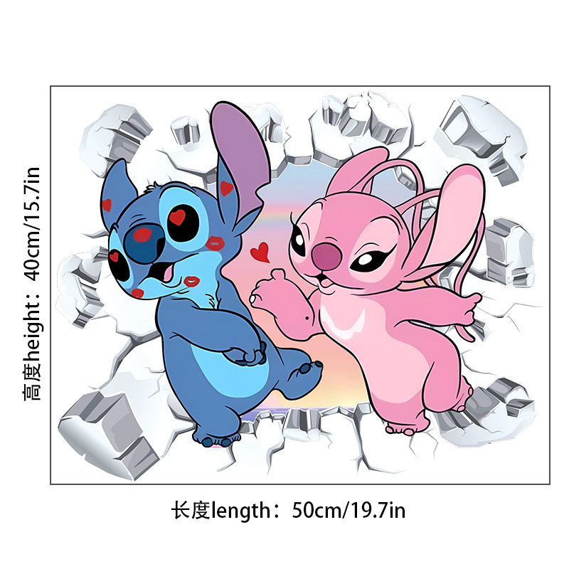 Cartoon transfronterizo Sticky pared pegatinas tridimensionales a través de la pared decoración de la pared de la habitación de niños pegatinas autoadhesivas diseño de fondo creativo